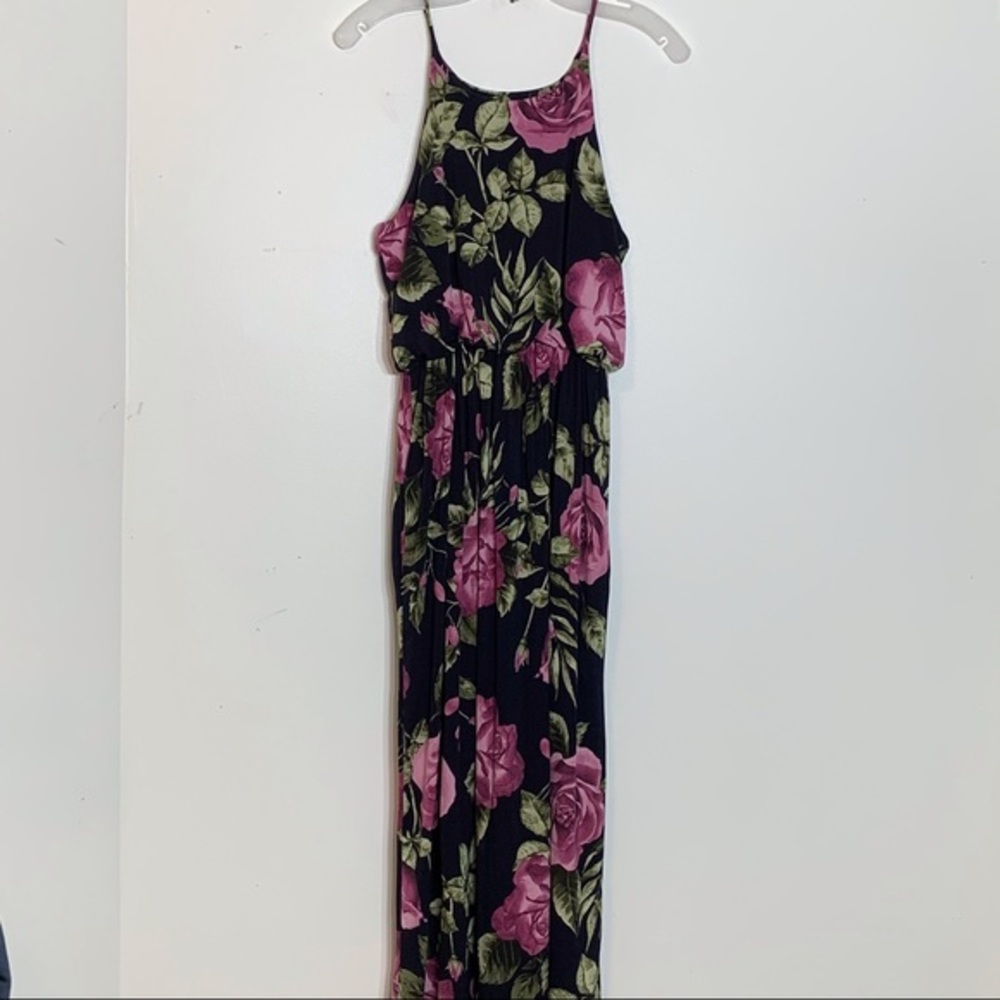 Beautiful Rose Halter Boutique Brand Maxi Dress